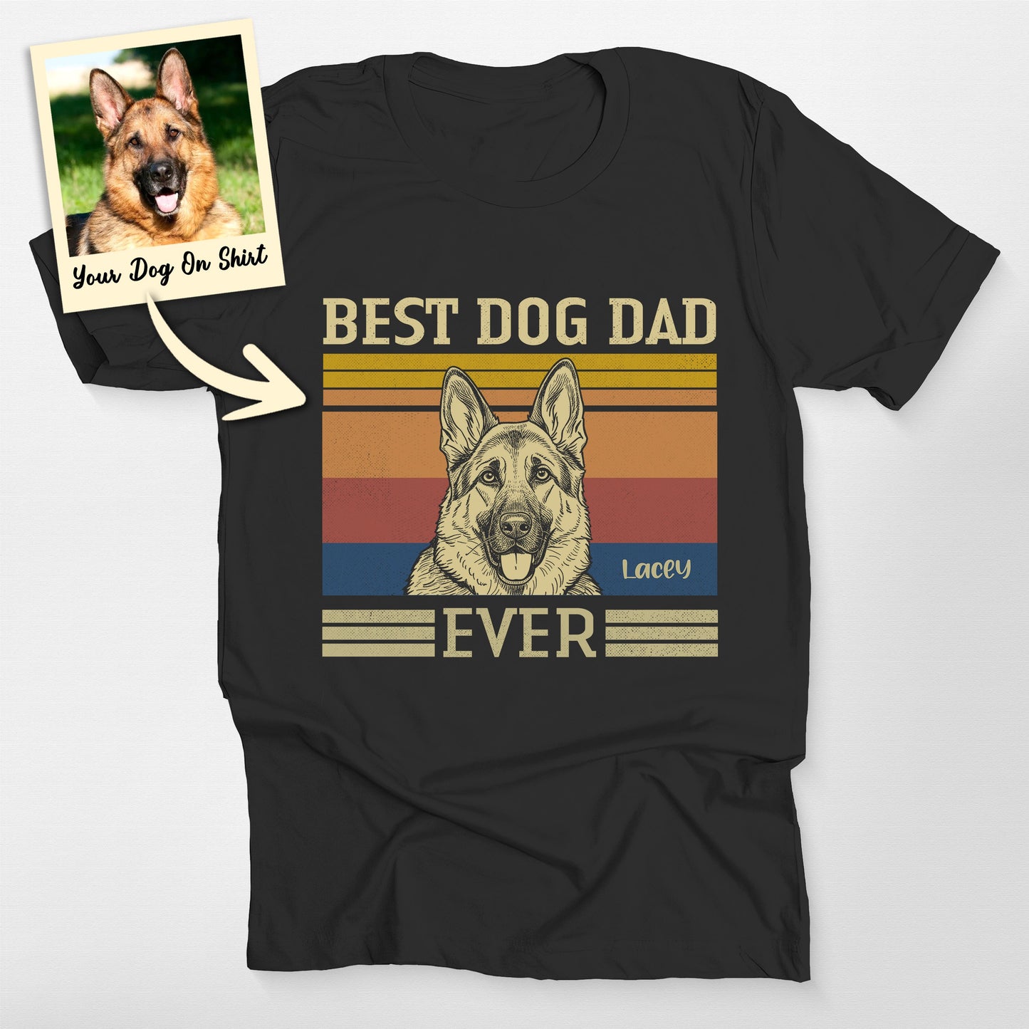 Customized German Shepherd Shirt Best Dog Dad Ever, custom pet portrait gift for pet lovers (view 2)