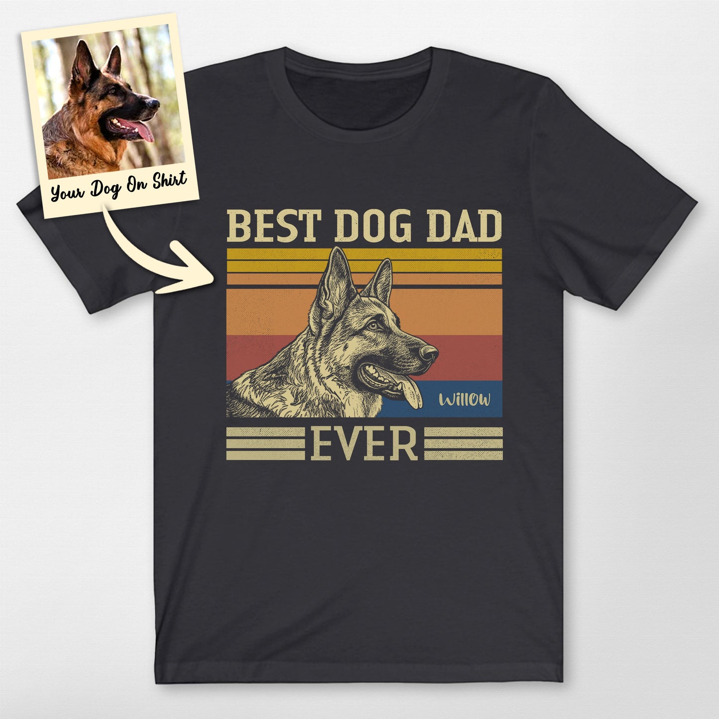 Customized German Shepherd Shirt Best Dog Dad Ever, custom pet portrait gift for pet lovers (view 3)