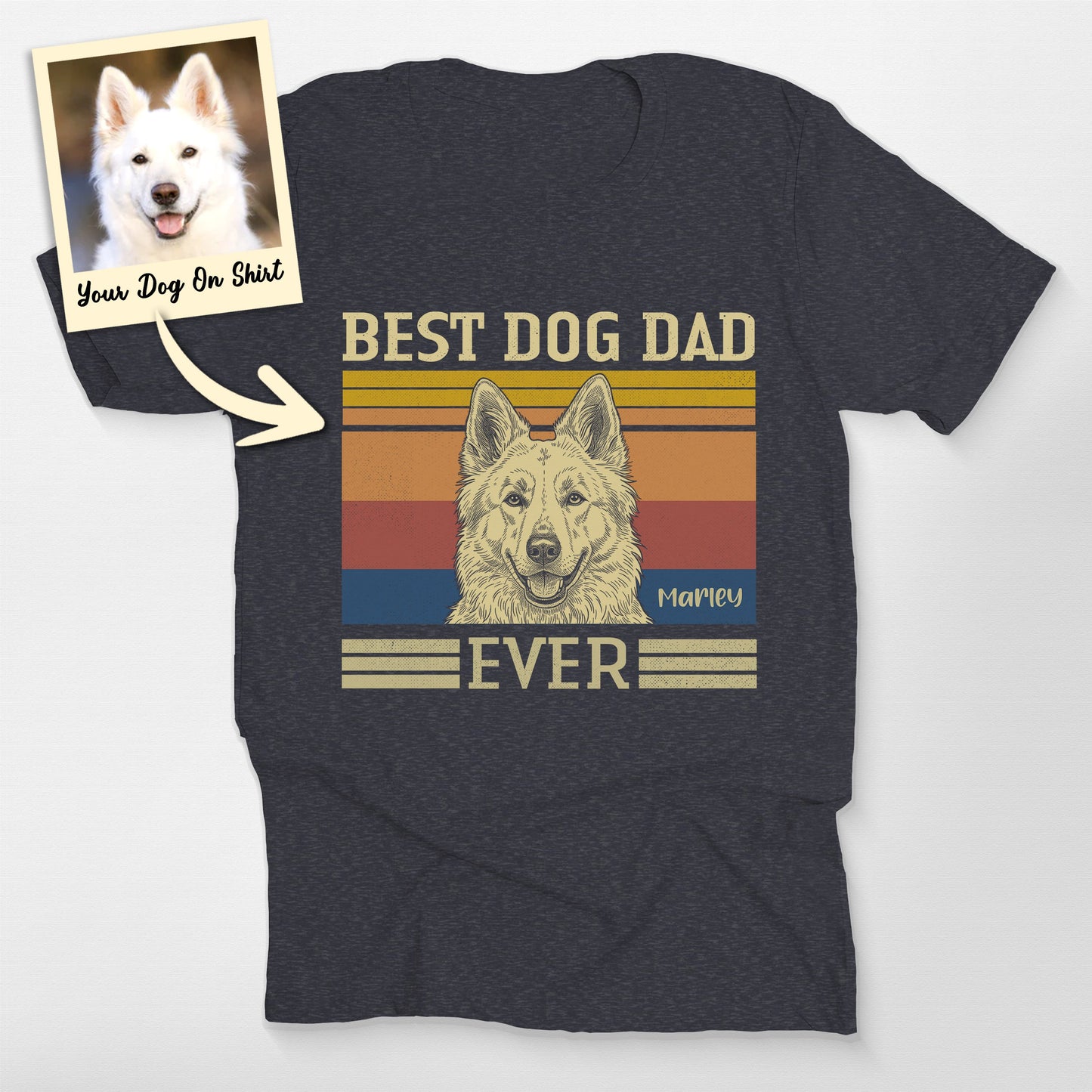 Customized German Shepherd Shirt Best Dog Dad Ever, custom pet portrait gift for pet lovers (view 4)