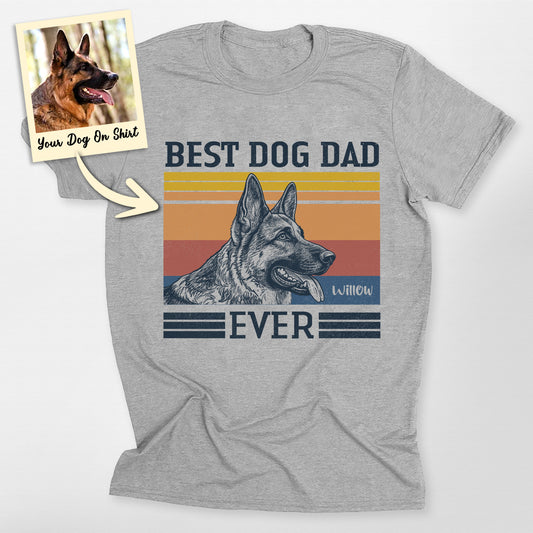 Customized German Shepherd Shirt Best Dog Dad T-Shirt, custom pet portrait gift for pet lovers
