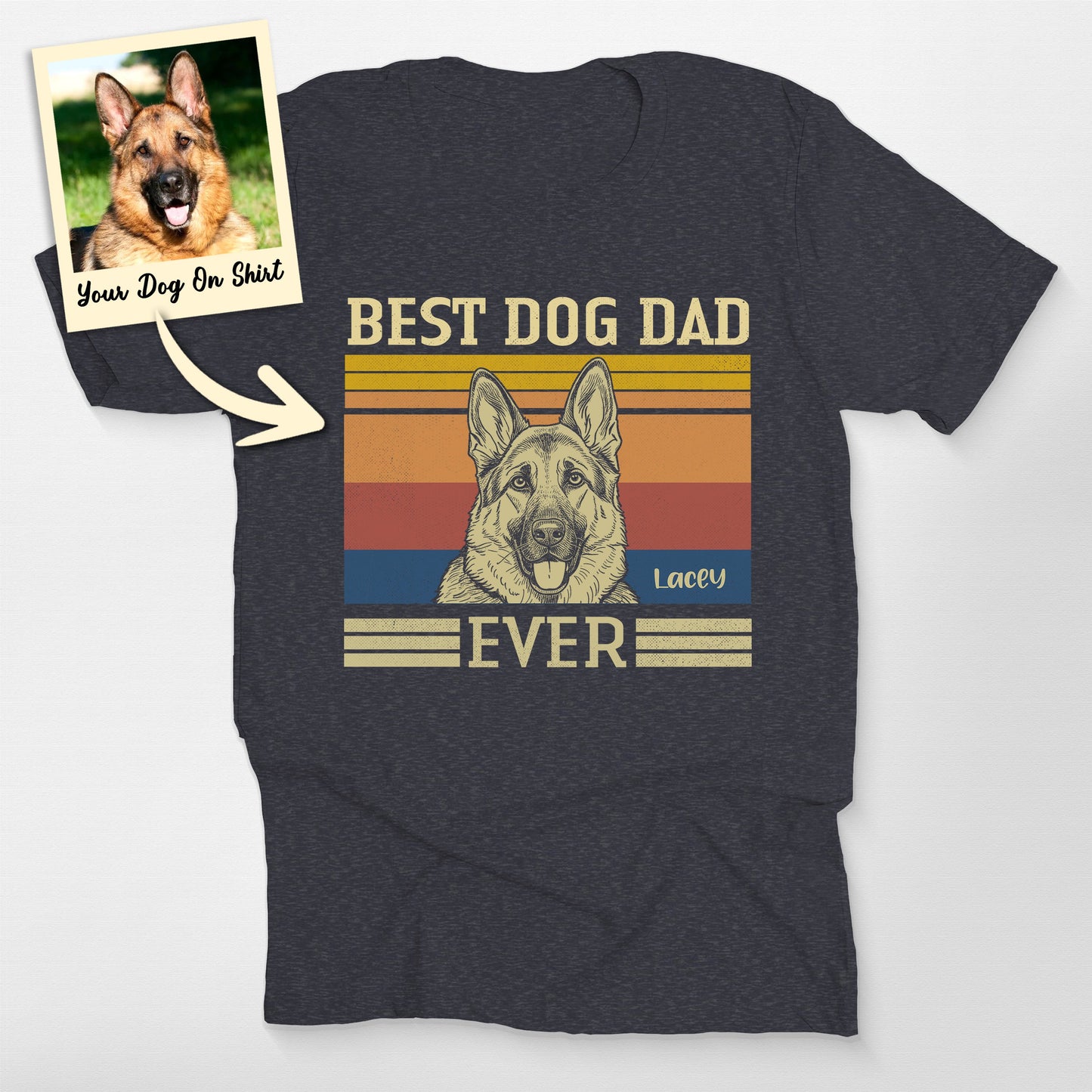 Customized German Shepherd Shirt Best Dog Dad T-Shirt, custom pet portrait gift for pet lovers (view 3)