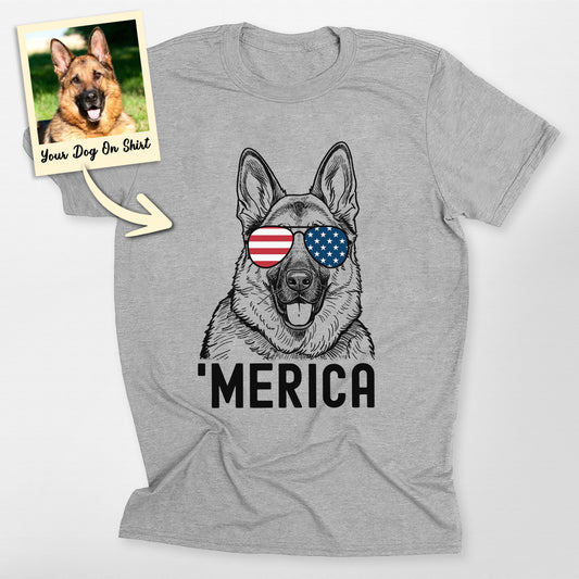 Customized German Shepherd Shirt Merica USA Flag B