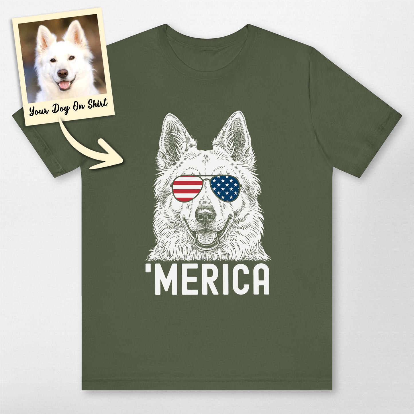 Customized German Shepherd Shirt Merica USA Flag B (view 4)