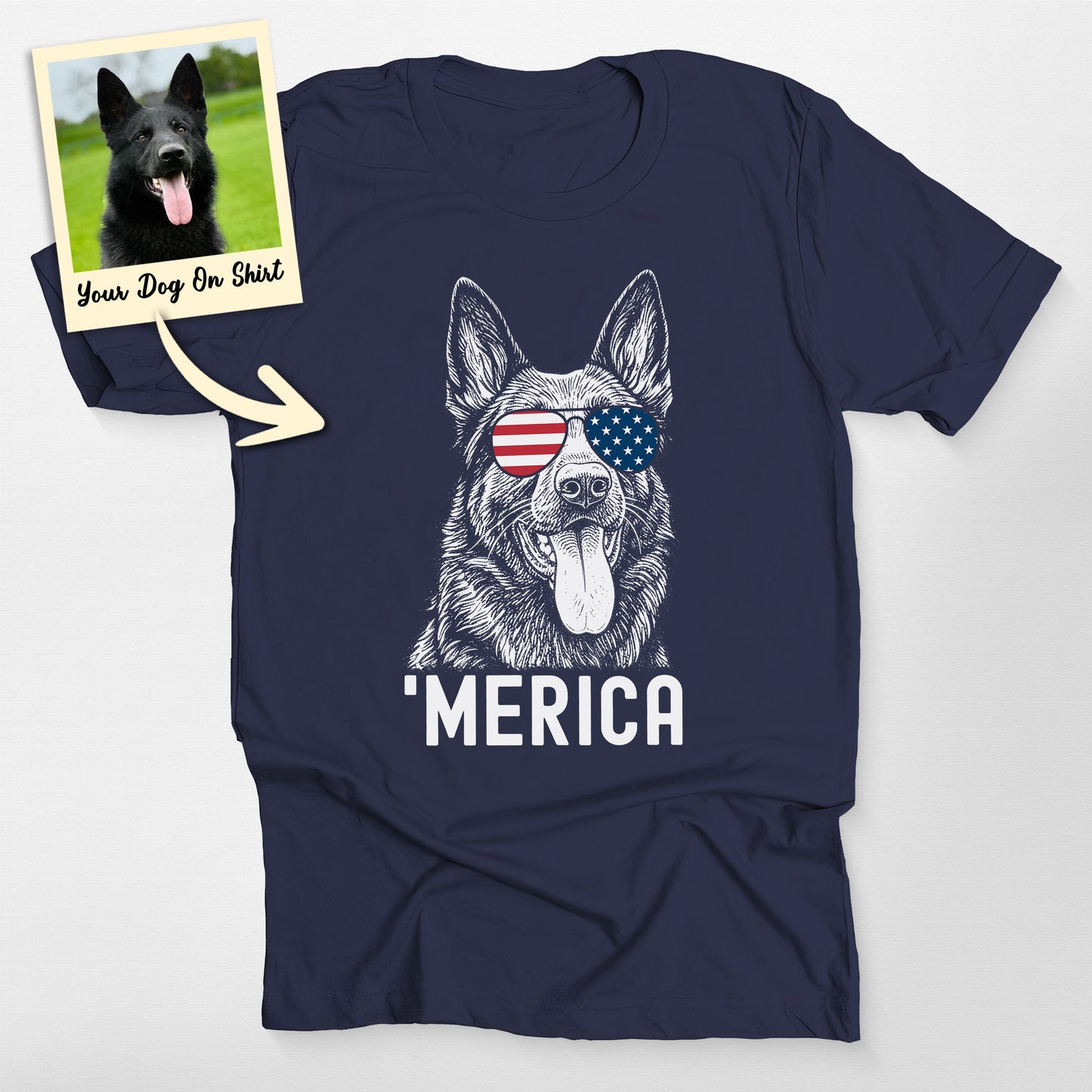Customized German Shepherd Shirt Merica USA Flag B (view 5)