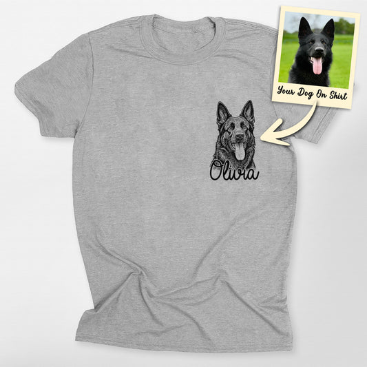 Customized German Shepherd Shirt Sketch Dog Portra, custom pet portrait gift for pet lovers