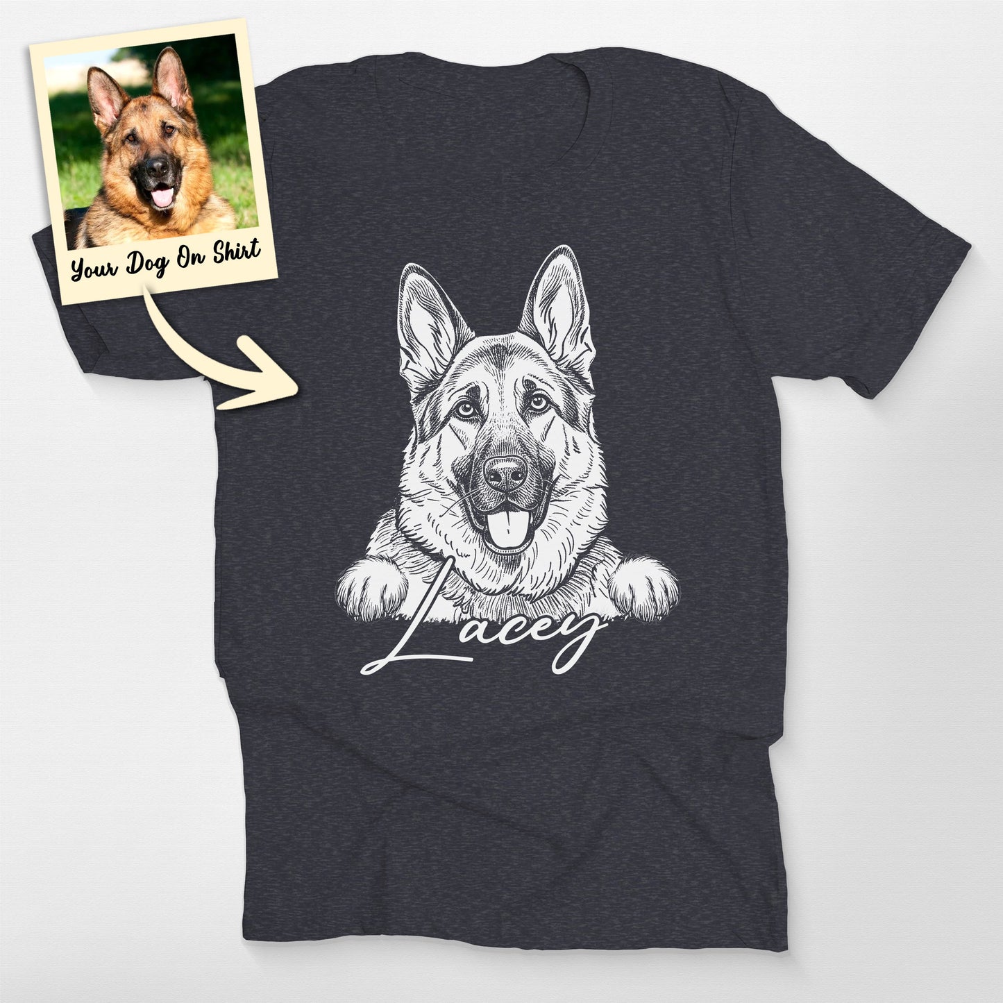 Customized German Shepherd Shirt Vintage Dog Face, custom pet portrait gift for pet lovers (view 2)