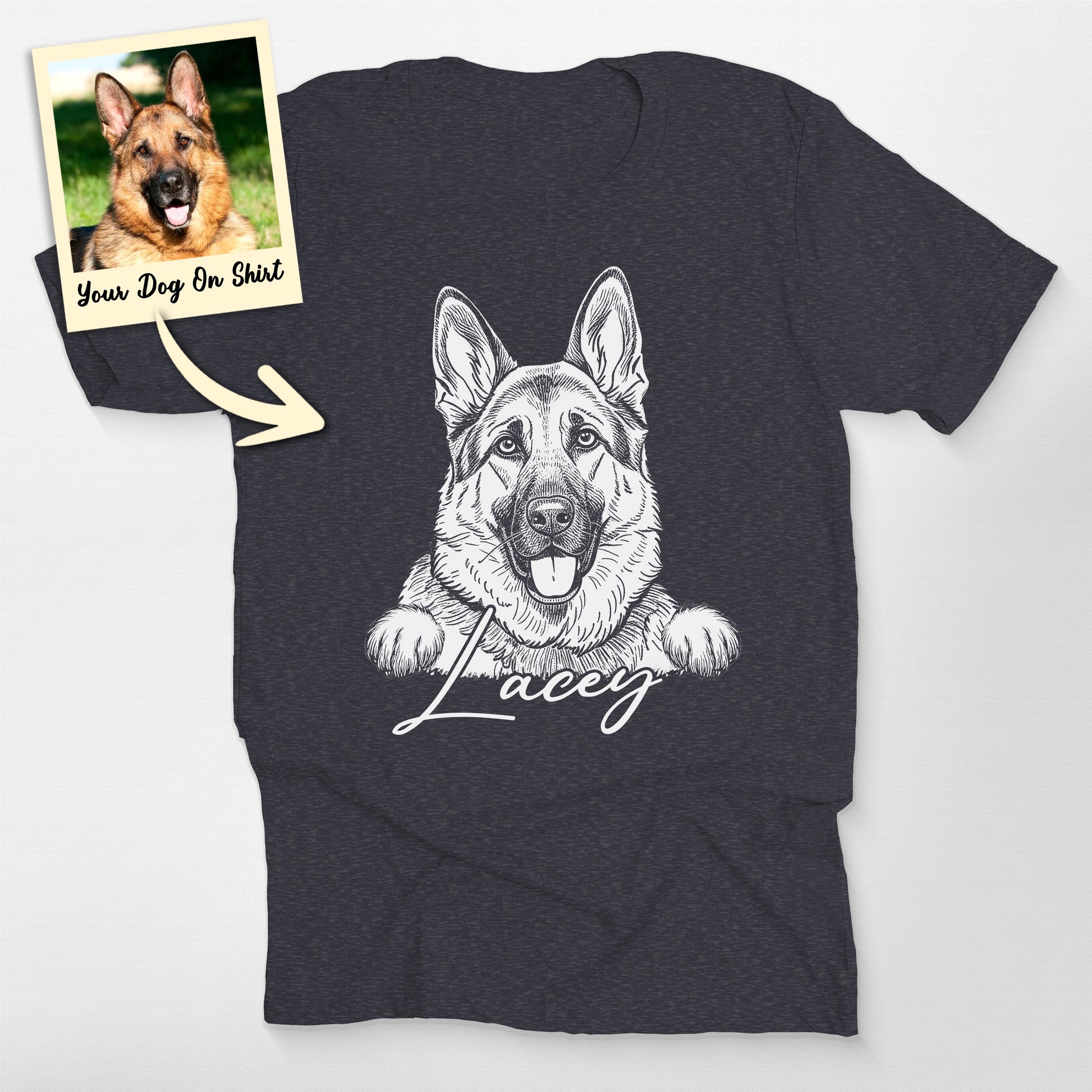 Customized German Shepherd Shirt Vintage Dog Face, custom pet portrait gift for pet lovers (view 2)