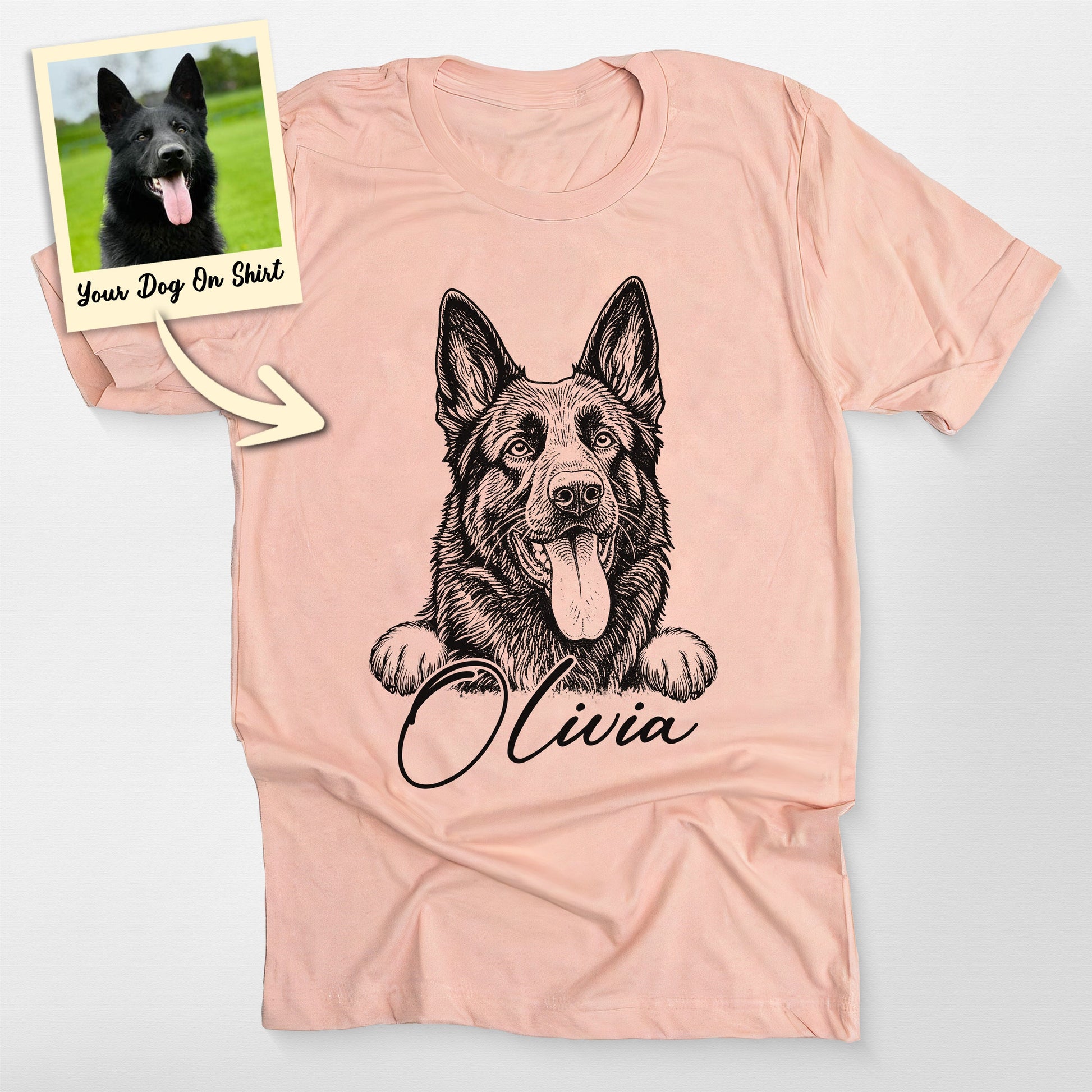 Customized German Shepherd Shirt Vintage Dog Face, custom pet portrait gift for pet lovers (view 3)