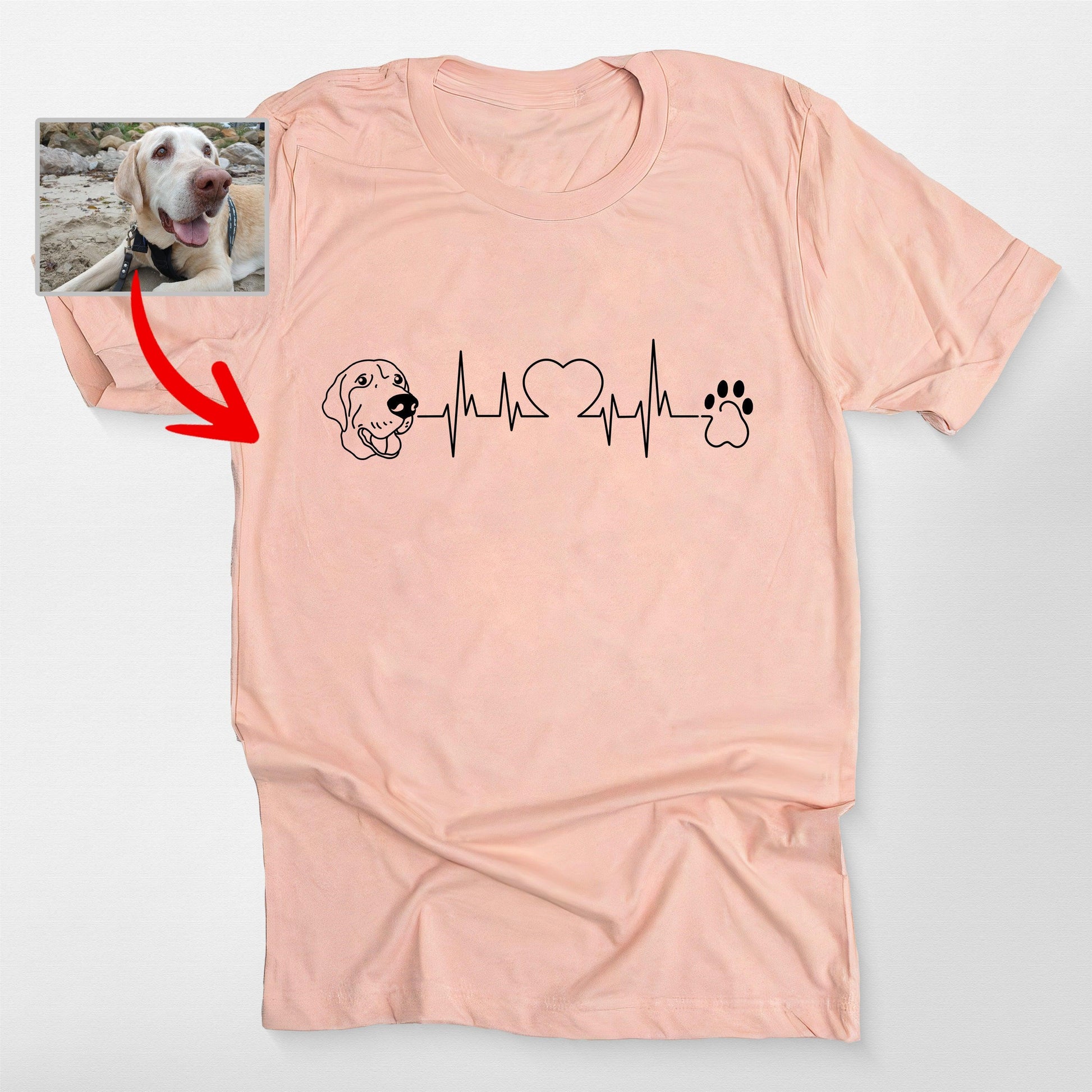 Customized Heartbeat Dog Unisex T-Shirt for Human, custom pet portrait gift for pet lovers (view 3)