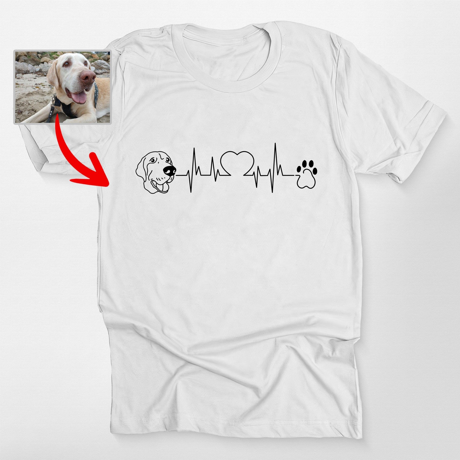 Customized Heartbeat Dog Unisex T-Shirt for Human, custom pet portrait gift for pet lovers (view 5)