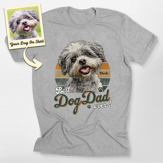 Customized Poodle Shirt Best Dog Dad Ever Bella Canvas, custom pet portrait gift for pet lovers