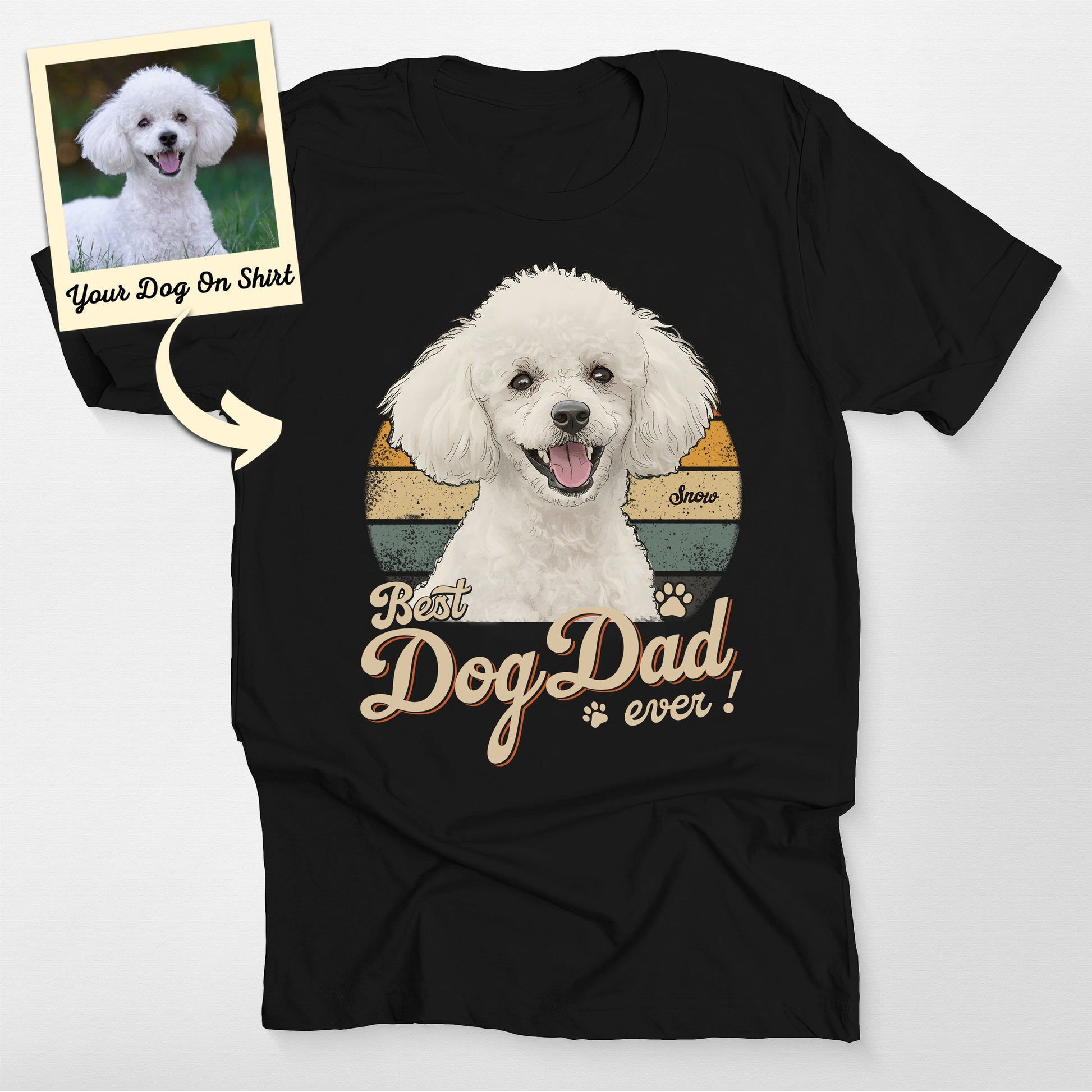 Customized Poodle Shirt Best Dog Dad Ever Bella Canvas, custom pet portrait gift for pet lovers (view 2)