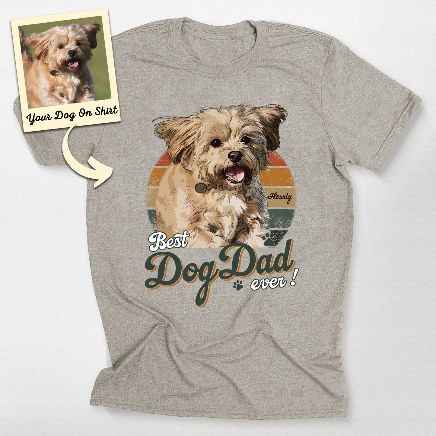 Customized Poodle Shirt Best Dog Dad Ever Bella Canvas, custom pet portrait gift for pet lovers (view 3)