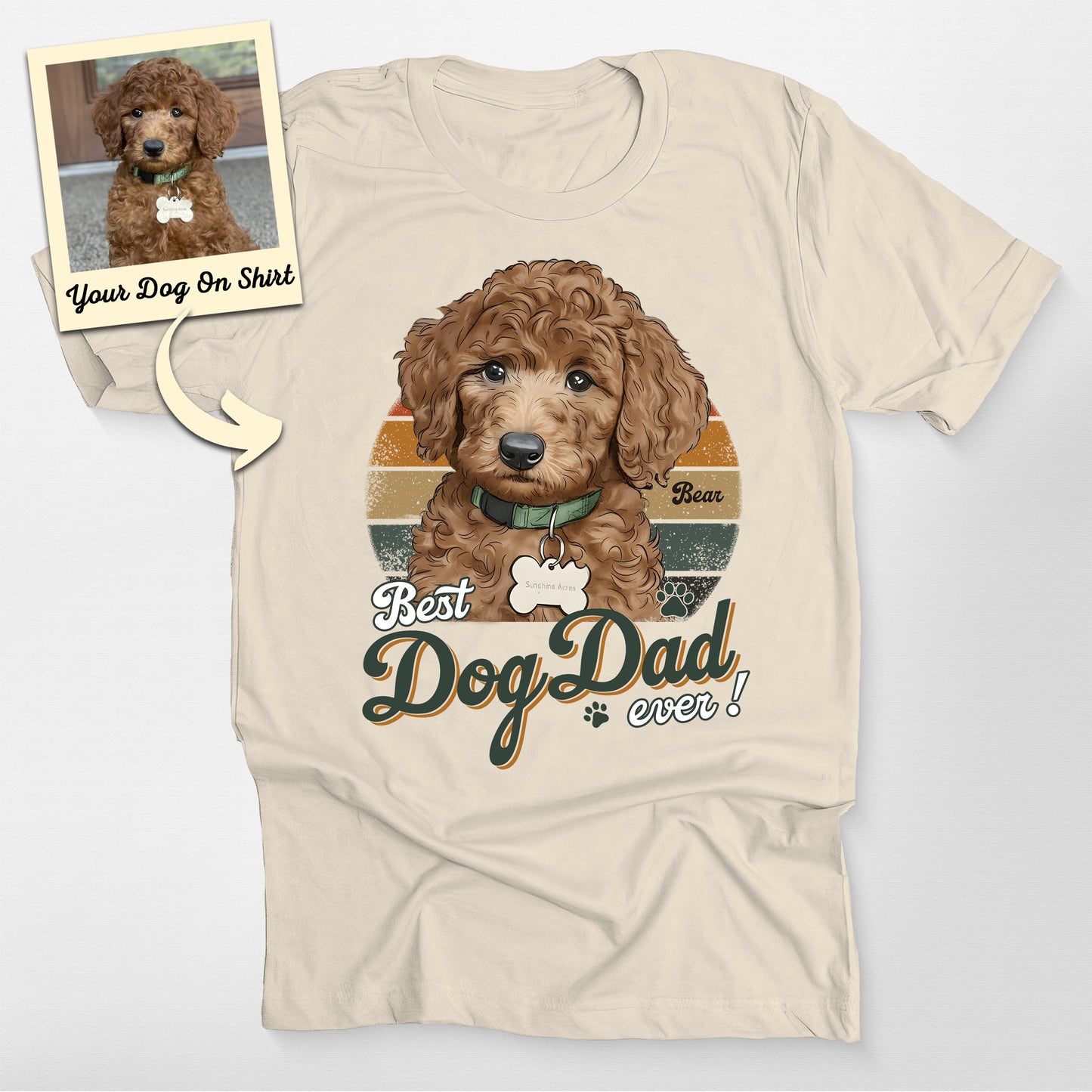 Customized Poodle Shirt Best Dog Dad Ever Bella Canvas, custom pet portrait gift for pet lovers (view 4)
