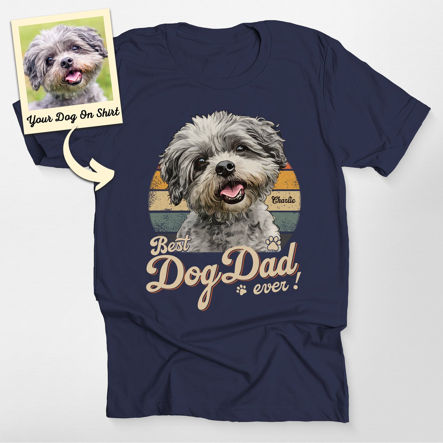 Customized Poodle Shirt Best Dog Dad Ever Bella Canvas, custom pet portrait gift for pet lovers (view 5)