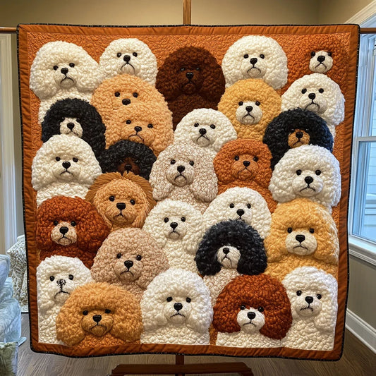 Cute Bichon Doodle Quilt Blanket