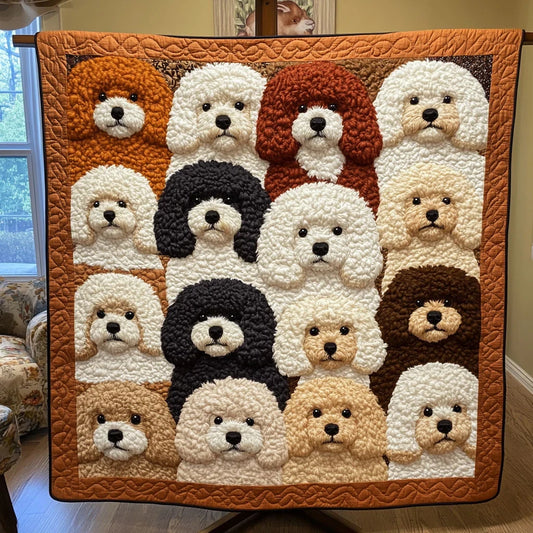 Cute Bichon Frise Doodle Quilt Blanket