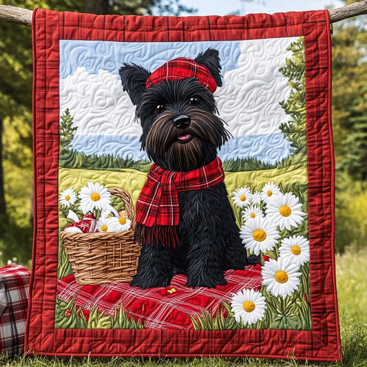 Cute Black Scottish Terrier Quilt Blanket