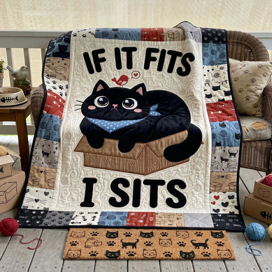 Cute Box Cat Patch Quilt Blanket