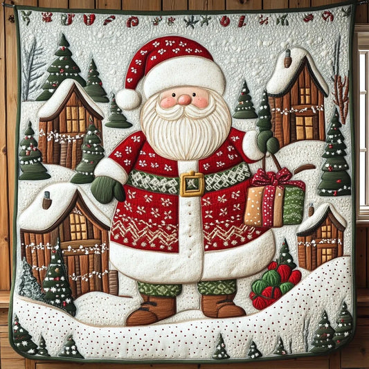 Cute Chubby Santa Quilt Blanket