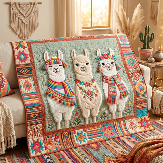 Cute Llamas Quilt Blanket