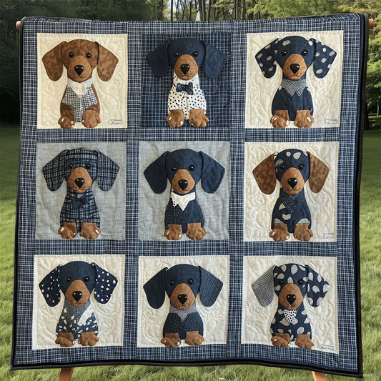 Cute Patchwork Puppy Quilt Blanket