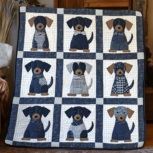 Cute Puppy Patchwork Quilt Blanket