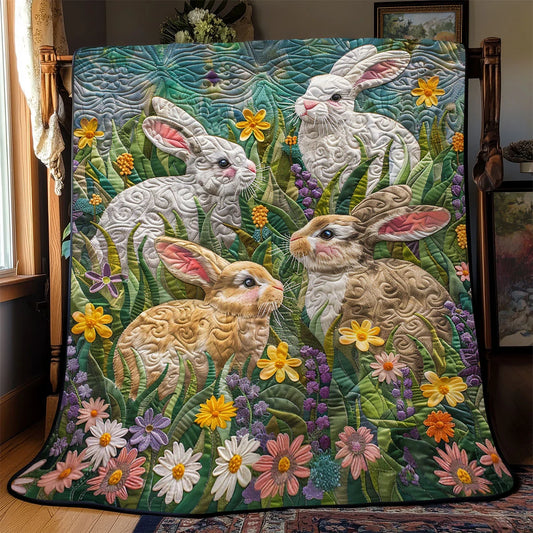 Cute Rabbit Garden Quilt Blanket