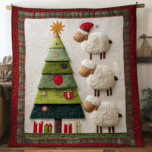 Cute Sheep Christmas Quilt Blanket