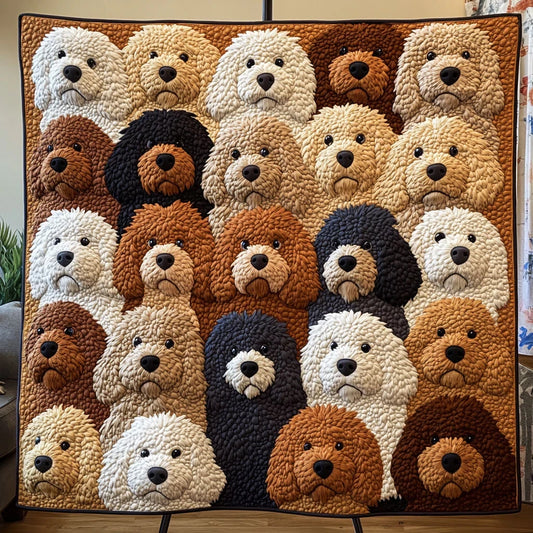 Cute Soft Bichon Doodle Quilt Blanket