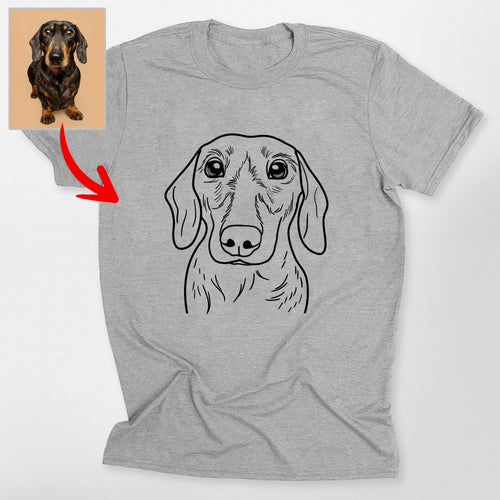 Cute Custom Outline Dog Portrait T-Shirt for Dog H, custom pet portrait gift for pet lovers