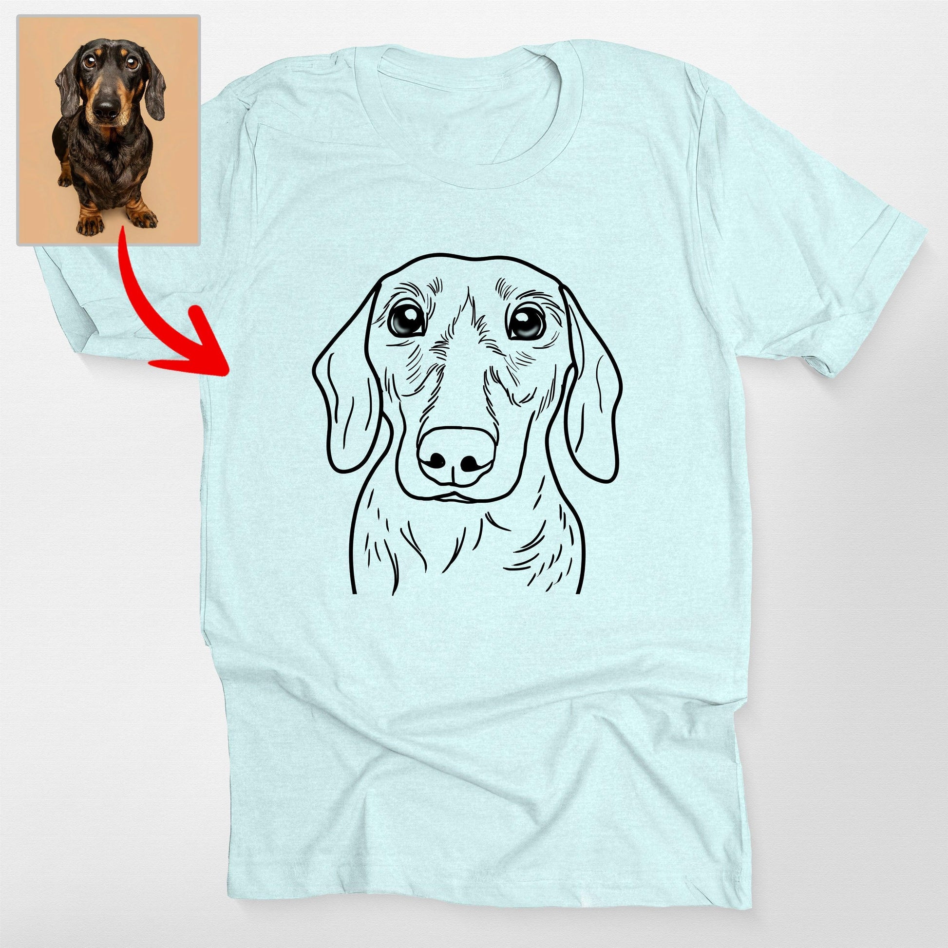 Cute Custom Outline Dog Portrait T-Shirt for Dog H, custom pet portrait gift for pet lovers (view 2)