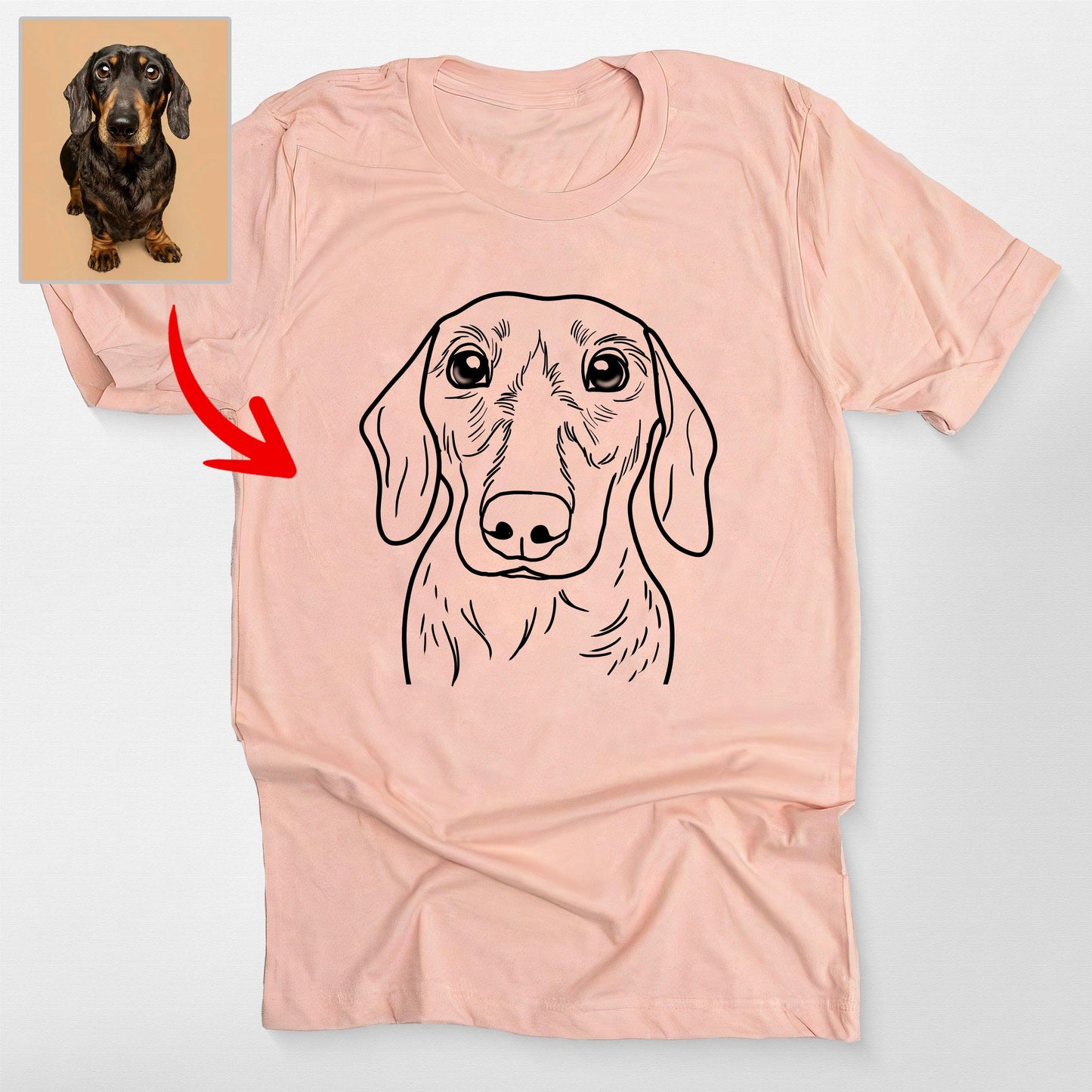 Cute Custom Outline Dog Portrait T-Shirt for Dog H, custom pet portrait gift for pet lovers (view 3)