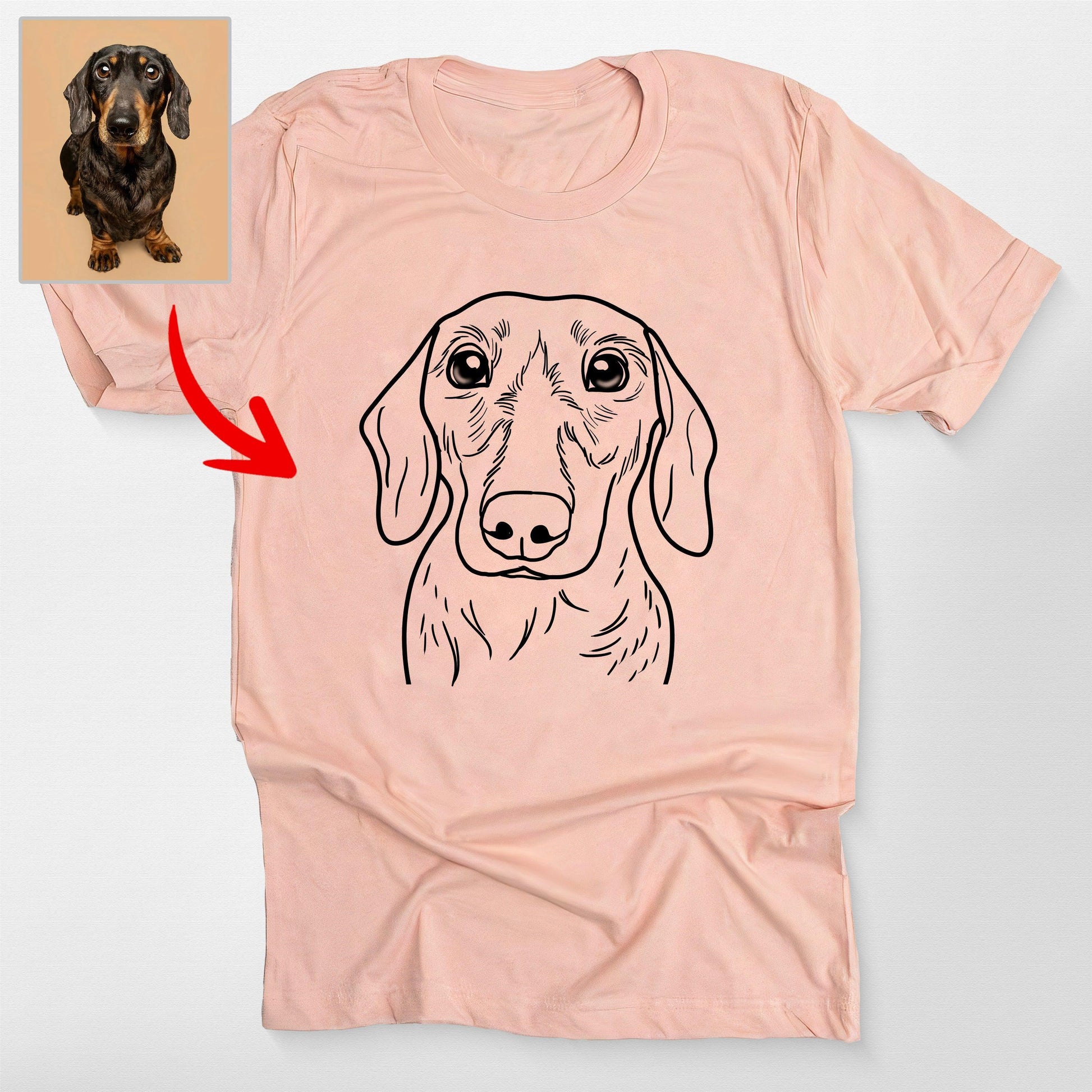 Cute Custom Outline Dog Portrait T-Shirt for Dog H, custom pet portrait gift for pet lovers (view 3)
