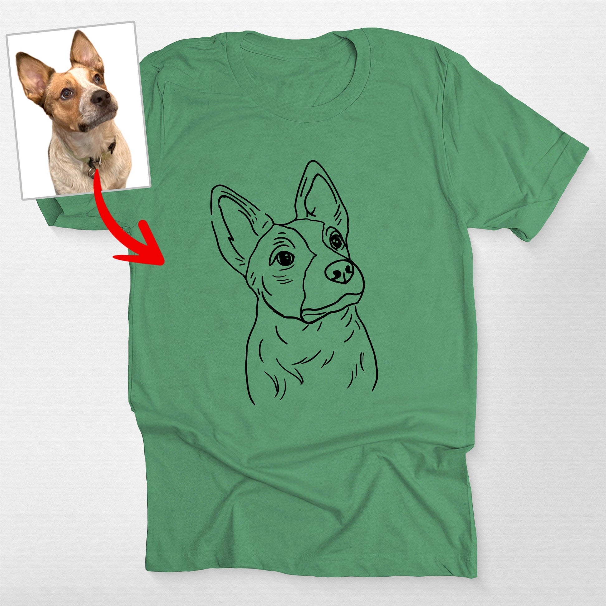 Cute Custom Outline Dog Portrait T-Shirt for Dog H, custom pet portrait gift for pet lovers (view 5)