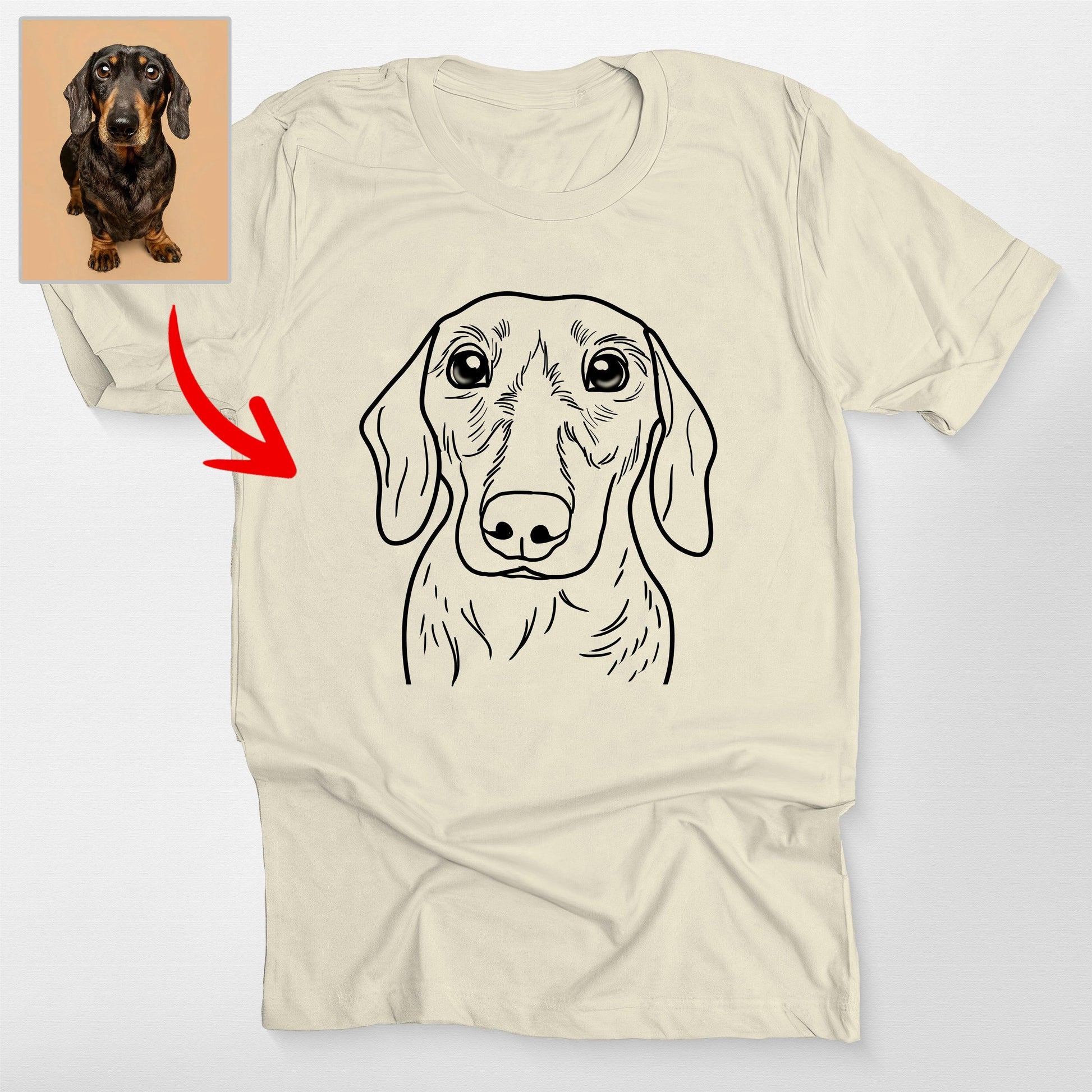 Cute Custom Outline Dog Portrait T-Shirt for Dog H, custom pet portrait gift for pet lovers (view 6)
