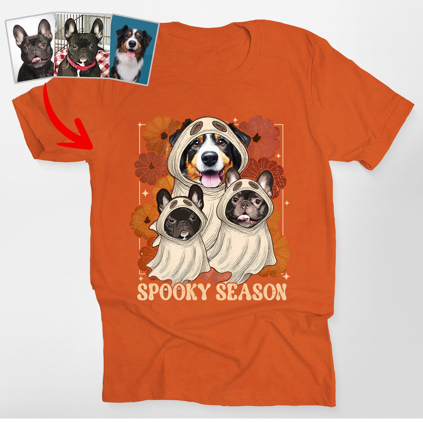Cute Dog Ghost Spooky Season Bella Canvas Shirt, custom pet portrait gift for pet lovers (view 6)