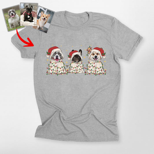 Cute Ghost Christmas Bella T-Shirt for Dog Lovers, custom pet portrait gift for pet lovers