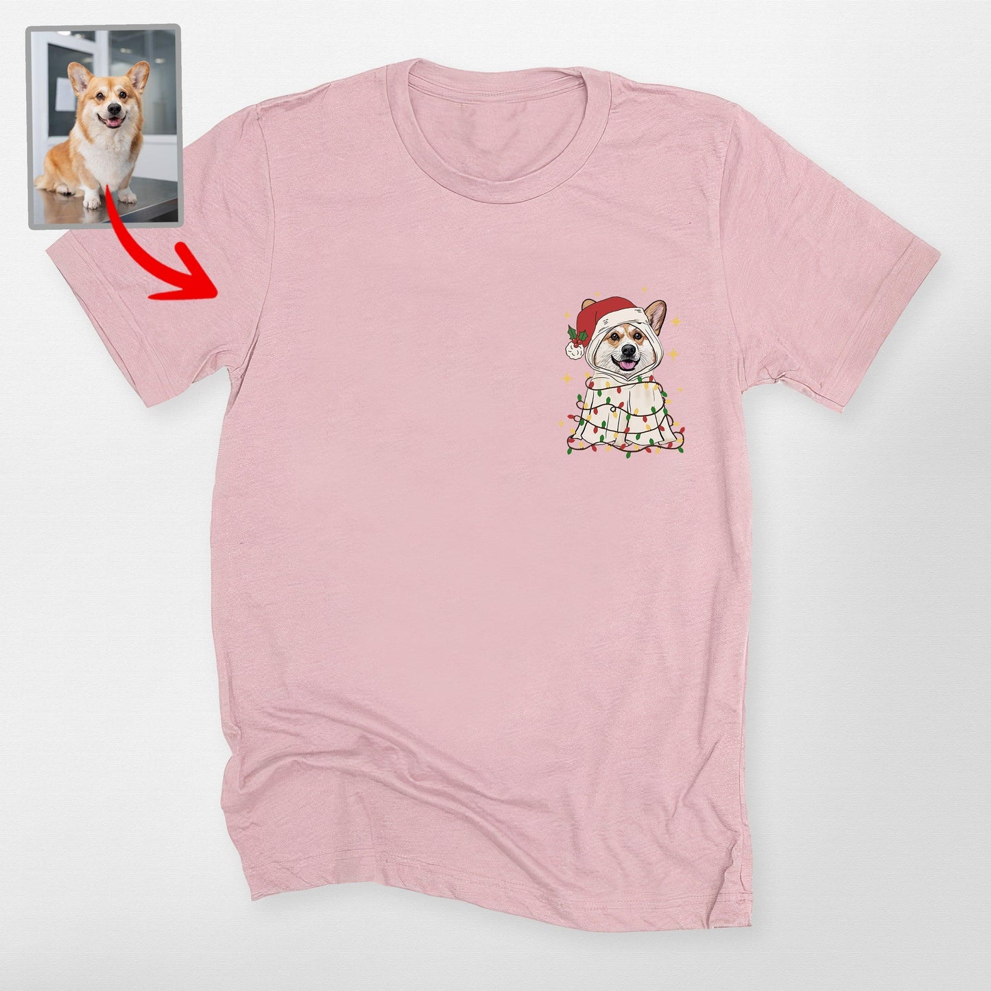 Cute Ghost Christmas Bella T-Shirt for Dog Lovers, custom pet portrait gift for pet lovers (view 10)