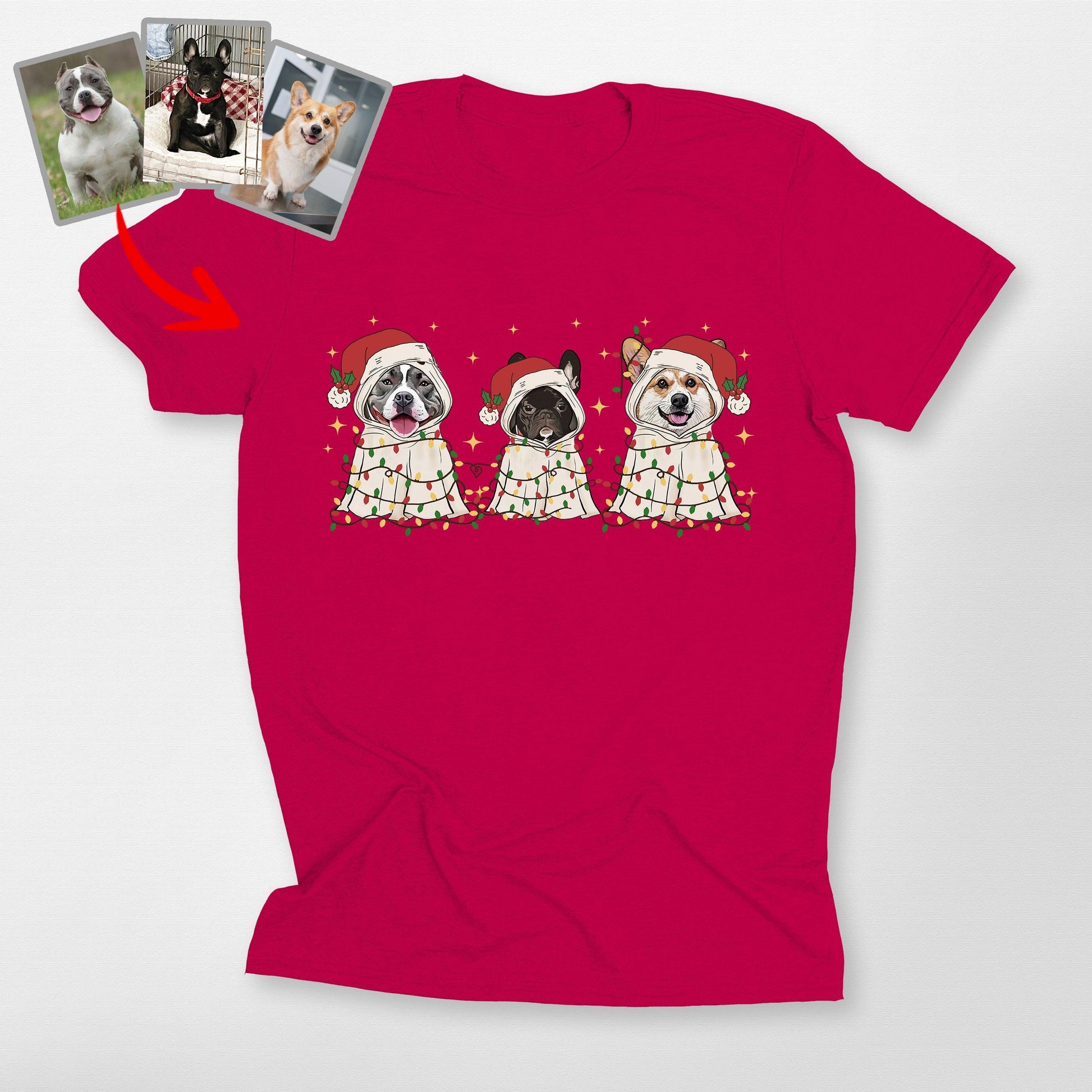Cute Ghost Christmas Bella T-Shirt for Dog Lovers, custom pet portrait gift for pet lovers (view 11)