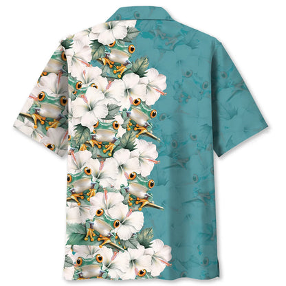 Cute Green Frog Tropical Hawaiian Shirt