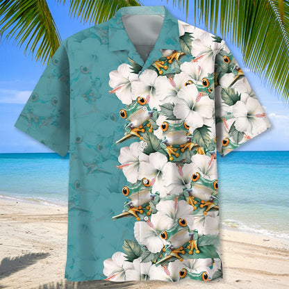 Cute Green Frog Tropical Hawaiian Shirt