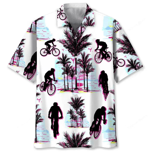 Cycling Abstract Background Hawaiian Shirt