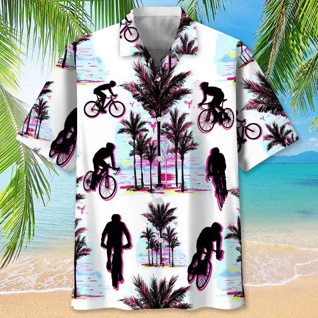 Cycling Abstract Background Hawaiian Shirt