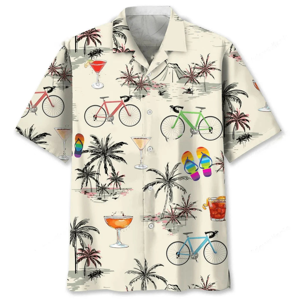 Cycling Beach Coconut Hawaiian Shirt