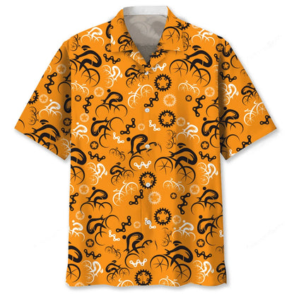 Cycling Orange Hawaiian Shirt