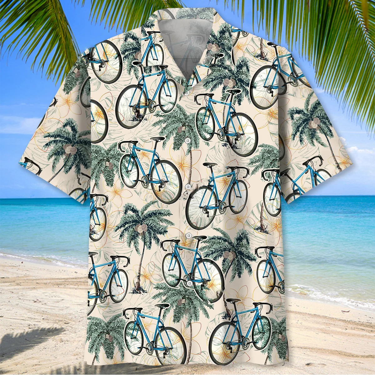 Cycling Palm Tree Beach Hawaiian Shirt