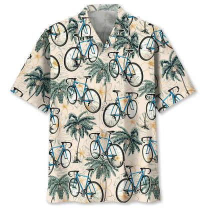 Cycling Palm Tree Beach Hawaiian Shirt