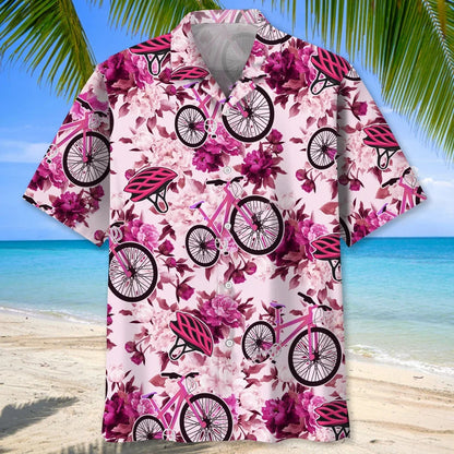 Cycling Pink Flower Hawaiian Shirt