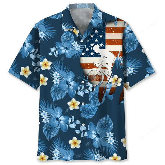 Cycling Usa Blue Tropical - S - hawaiian shirt